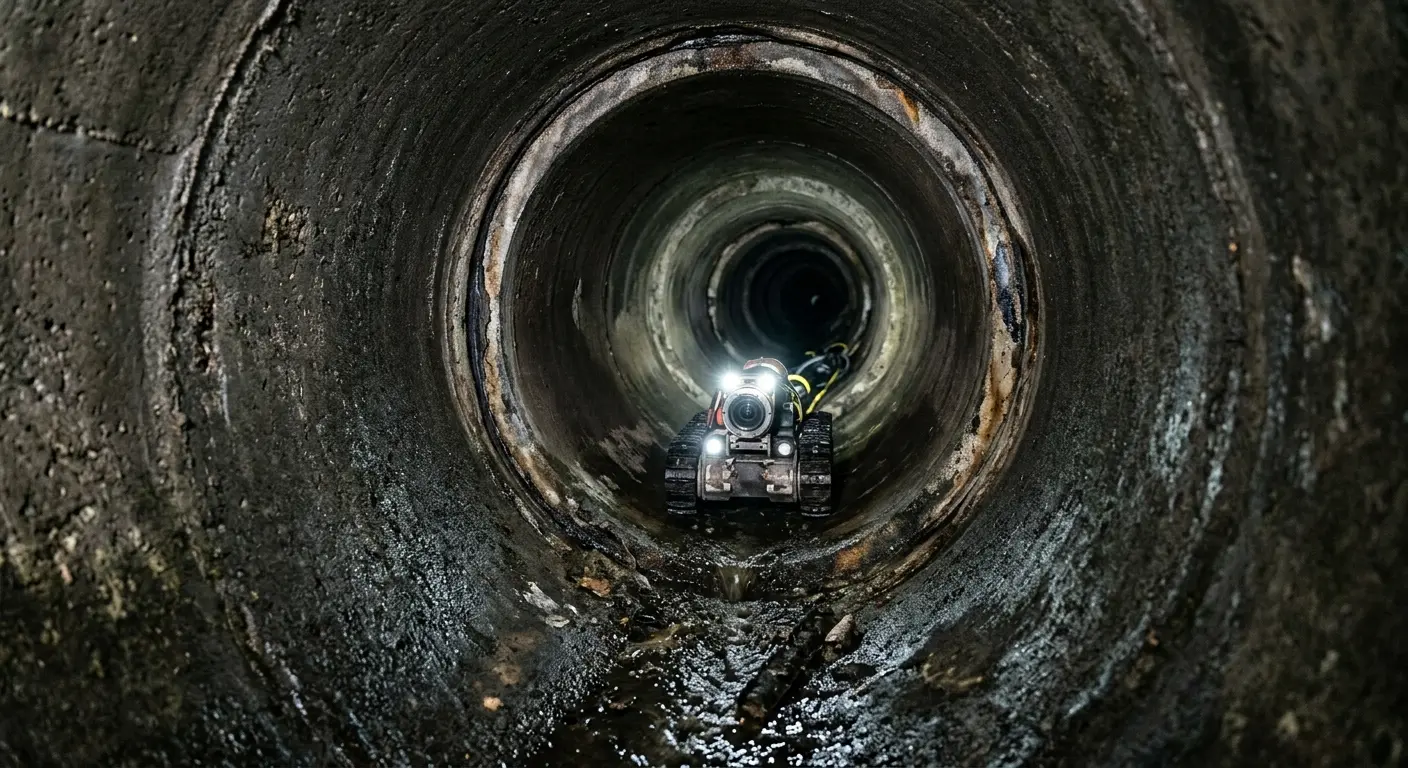 Robotic sewer camera inspecting pipe interior for Drain Snake Service in Havre